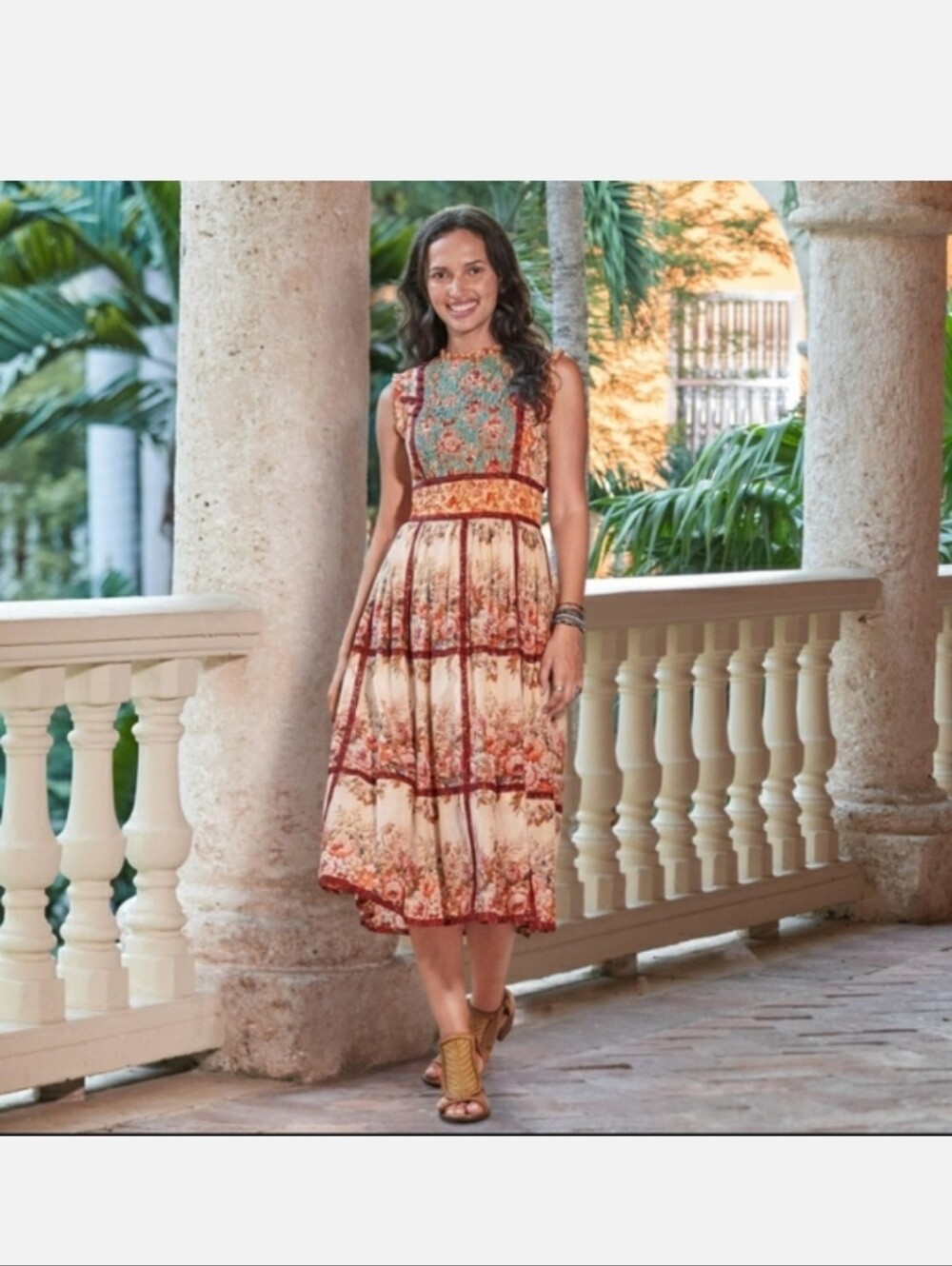 Sundance Catalog Outback Blooms Dress Petite Medium  boho nature print